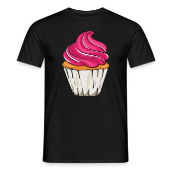 Gâteau d'anniversaire muffin petit gâteau - T-shirt homme - noir - Devant - AI Model Male 178 light (178cm)