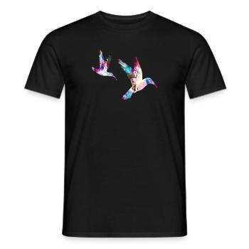 hummingbird, birds, 2 birds, watercolor, colorful, bird,bird - Men's T-Shirt - black - Front - AI Model Male 178 light (178cm)