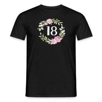 18 Birthday Flowers Years of age 18 - Men's T-Shirt - black - Front - AI Model Male 178 light (178cm)