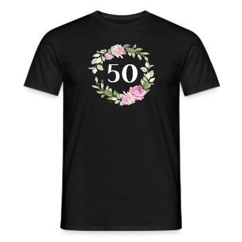 50. Geburtstag Blumen Motive Fünfzigster 50 - Männer T-Shirt - Schwarz - Vorne - AI Model Male 178 light (178cm)