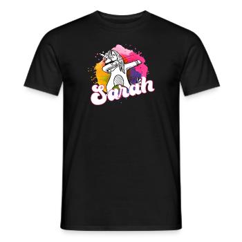 SARAH - Schöner Name mit dabbing Einhorn - Männer T-Shirt - Schwarz - Vorne - AI Model Male 178 light (178cm)