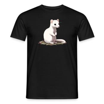 Ermine sitting - Men's T-Shirt - black - Front - AI Model Male 178 light (178cm)