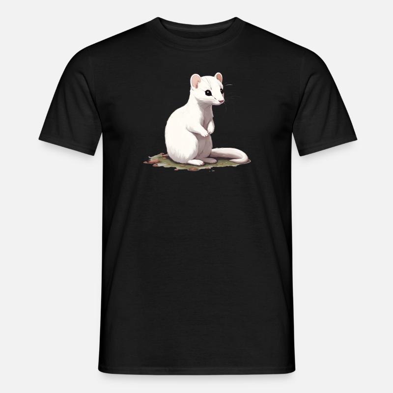 Hermelin sitzend - Männer T-Shirt - Schwarz
