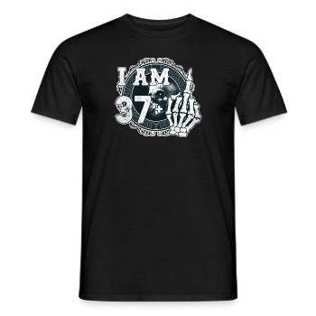 I'm 37 plus 1 middle finger Skull funny 38th - Men's T-Shirt - black - Front - AI Model Male 178 light (178cm)