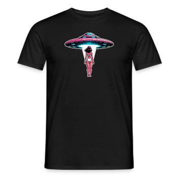 Frau wird in UFO entführt. - Männer T-Shirt - Schwarz - Vorne - AI Model Male 178 light (178cm)