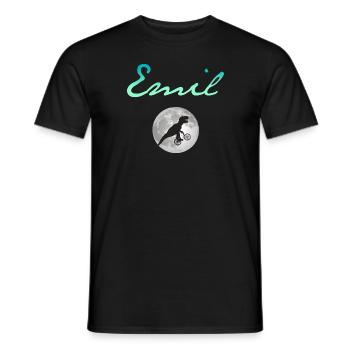 EMIL - Beautiful boy name with dinosaur - Men's T-Shirt - black - Front - AI Model Male 178 light (178cm)