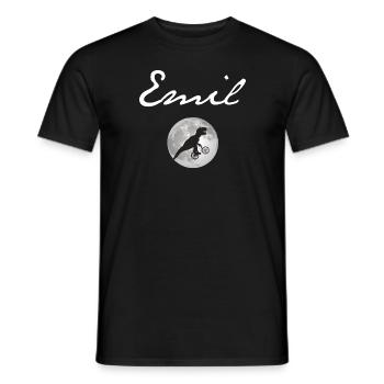 EMIL - Beautiful boy name with dinosaur - Men's T-Shirt - black - Front - AI Model Male 178 light (178cm)