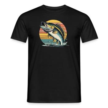 Zander Fishing Retro Fish Motif for Anglers - Men's T-Shirt - black - Front - AI Model Male 178 light (178cm)