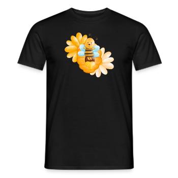 Abeille mignonne avec des fleurs et des enfants doux au miel - T-shirt homme - noir - Devant - AI Model Male 178 light (178cm)