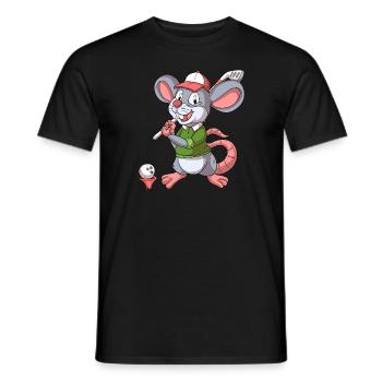 Souris golfeur / Souris de golf - T-shirt homme - noir - Devant - AI Model Male 178 light (178cm)