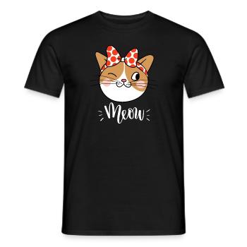 Mignon Kawaii drôle de chat disant miaulement - T-shirt homme - noir - Devant - AI Model Male 178 light (178cm)
