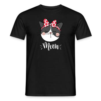 Mignon Kawaii drôle de chat disant miaulement - T-shirt homme - noir - Devant - AI Model Male 178 light (178cm)