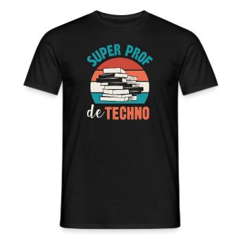 super prof de techno - T-shirt homme - noir - Devant - AI Model Male 178 light (178cm)