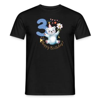Kind Eisbär 3 Jahre 3. Geburtstag - Männer T-Shirt - Schwarz - Vorne - AI Model Male 178 light (178cm)