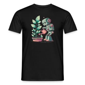 Robot qui arrose des plantes - T-shirt homme - noir - Devant - AI Model Male 178 light (178cm)