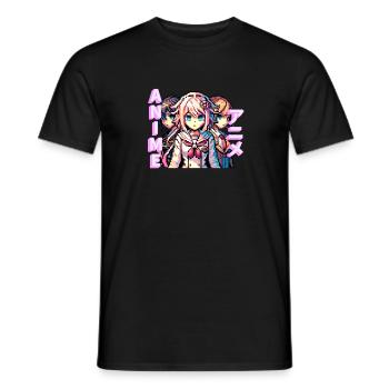 Anime pixelart girls - Men's T-Shirt - black - Front - AI Model Male 178 light (178cm)