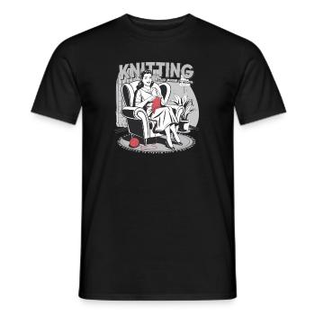 Design de tricot amusant – humour rétro pour l’artisanat - T-shirt homme - noir - Devant - AI Model Male 178 light (178cm)