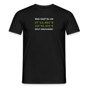 Funny Geocaching Saying - GPS Treasure Hunt - Men's T-Shirt - black - Front - AI Model Male 178 light (178cm)