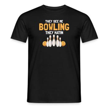 Ils me voient bowling ils Hatin drôle bowler - T-shirt homme - noir - Devant - AI Model Male 178 light (178cm)