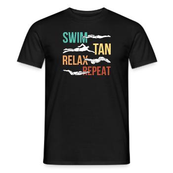 Swim tan relax repeat - Männer T-Shirt - Schwarz - Vorne - AI Model Male 178 light (178cm)