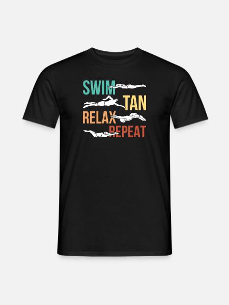 Swim tan relax repeat - Men's T-Shirt - black