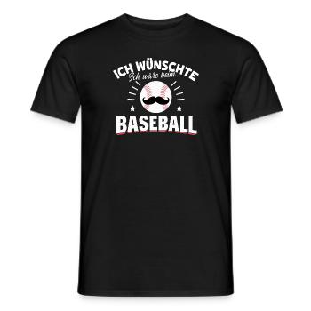 Ich wünschte, ich wäre beim Baseball, Mustache - Männer T-Shirt - Schwarz - Vorne - AI Model Male 178 light (178cm)