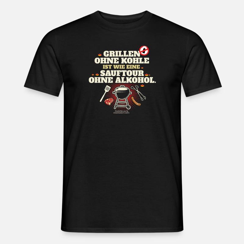 Grillen ohne Kohle Button - Männer T-Shirt - Schwarz
