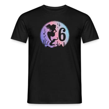 Anniversaire Fille 6 ans Sirène Sirène Nixe - T-shirt homme - noir - Devant - AI Model Male 178 light (178cm)