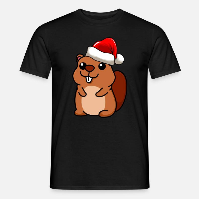 Biber Comic Weihnachten - Männer T-Shirt - Schwarz