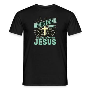 Introvertiert, aber bereit, über Jesus zu diskutieren - Lustig - Männer T-Shirt - Schwarz - Vorne - AI Model Male 178 light (178cm)