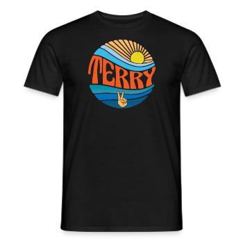 Frotteehemd Vintage Sunset Terry Groovy Krawatte Dye - Männer T-Shirt - Schwarz - Vorne - AI Model Male 178 light (178cm)