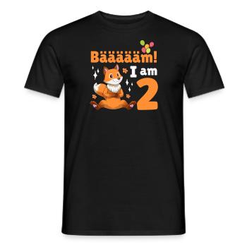 2. Geburtstag Fuchs Geburtstagsfeier 2 Jahre alt - Männer T-Shirt - Schwarz - Vorne - AI Model Male 178 light (178cm)