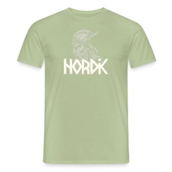 Nordic Viking Motif - Men's T-Shirt - sage - Front - AI Model Male 178 light (178cm)