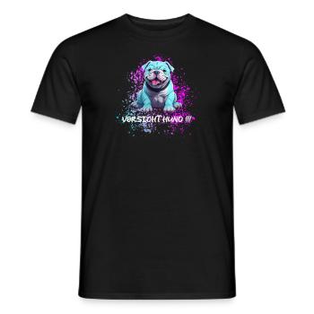 Attention chien mignon chien bleu est joyeux - T-shirt homme - noir - Devant - AI Model Male 178 light (178cm)