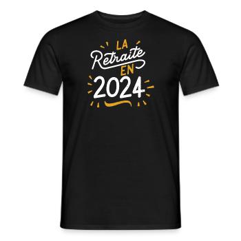 La retraite en 2024 - T-shirt homme - noir - Devant - AI Model Male 178 light (178cm)