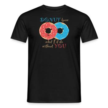 Valentine's Day: donuts in love - Men's T-Shirt - black - Front - AI Model Male 178 light (178cm)