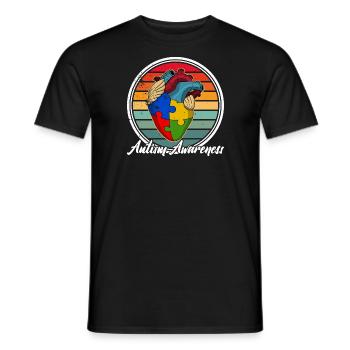 Autism awareness Heart Colors Autism puzzle piece - Men's T-Shirt - black - Front - AI Model Male 178 light (178cm)