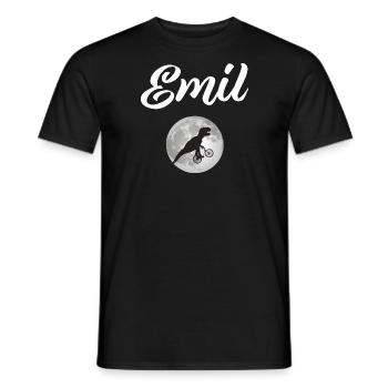 EMIL - Beautiful boy name with dinosaur - Men's T-Shirt - black - Front - AI Model Male 178 light (178cm)