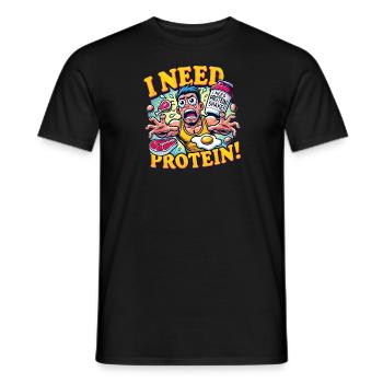 J’ai besoin de protéines – du carburant pour gagner ! 💪🍗🥚 - T-shirt homme - noir - Devant - AI Model Male 178 light (178cm)