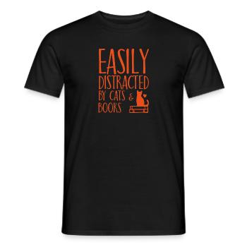 Read book cats silhouette saying gift - Men's T-Shirt - black - Front - AI Model Male 178 light (178cm)