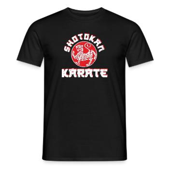 Beautiful Shotokan Karate Tiger design in red & white - Men's T-Shirt - black - Front - AI Model Male 178 light (178cm)