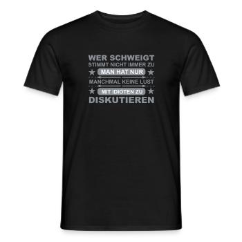 Schweigen Idioten lustige Sprüche - Männer T-Shirt - Schwarz - Vorne - AI Model Male 178 light (178cm)