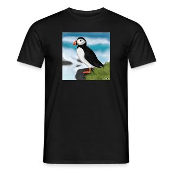 Illustration de conception d'oiseau macareux moine peint - T-shirt homme - noir - Devant - AI Model Male 178 light (178cm)