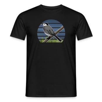 Illustration de conception d'oiseau bergeronnette peinte - T-shirt homme - noir - Devant - AI Model Male 178 light (178cm)