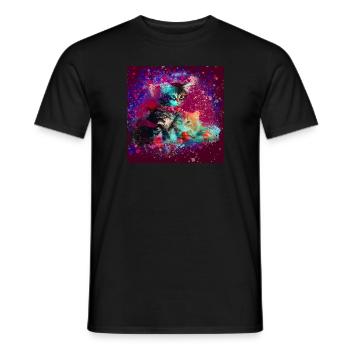 chats, coloré, peinture, aquarelle, graffiti, chaton - T-shirt homme - noir - Devant - AI Model Male 178 light (178cm)
