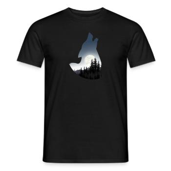 Wolf Silhouette - Männer T-Shirt - Schwarz - Vorne - AI Model Male 178 light (178cm)