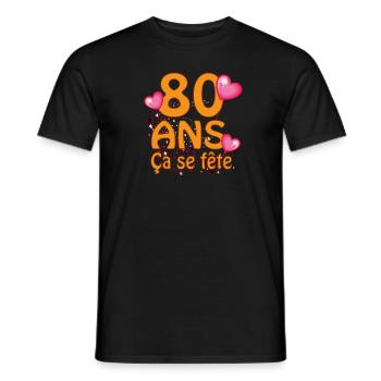 80 ans - T-shirt homme - noir - Devant - AI Model Male 178 light (178cm)