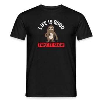 Take It Slow - Sloth - Men's T-Shirt - black - Front - AI Model Male 178 light (178cm)