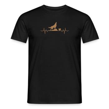 Wolf Heartbeat Animal Love - Männer T-Shirt - Schwarz - Vorne - AI Model Male 178 light (178cm)
