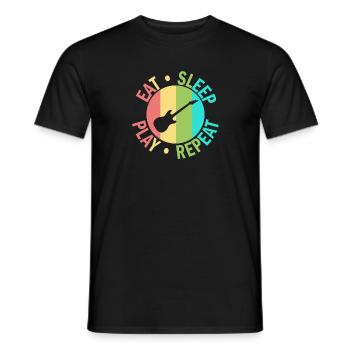 Eat Sleep Play Repeat Rock Gitarre Musik Geschenk - Männer T-Shirt - Schwarz - Vorne - AI Model Male 178 light (178cm)
